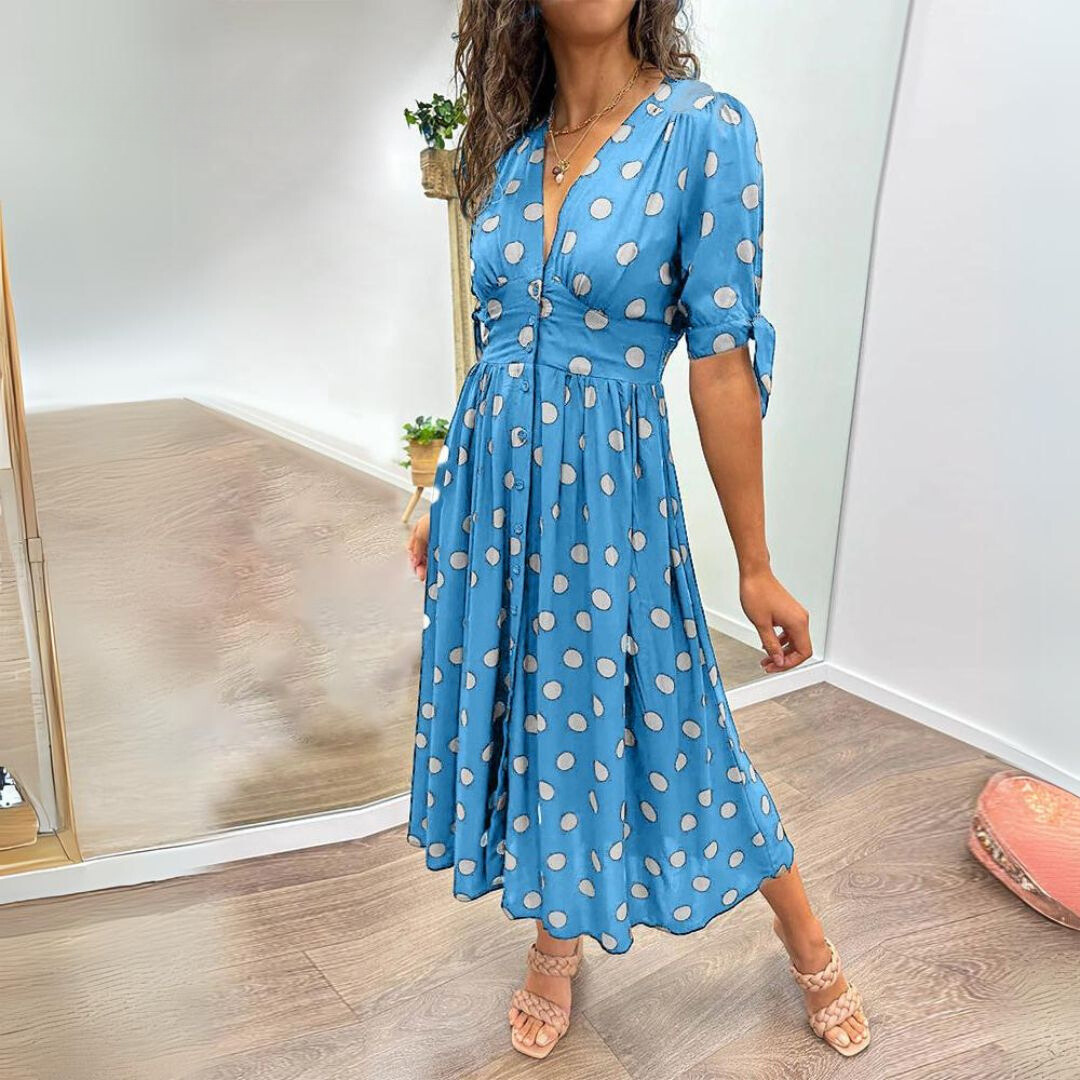 Naomi | Indy Dress with v-Neckline and Dots