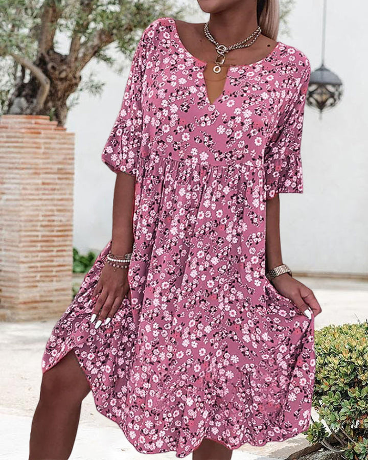 Lucy™ - Half-sleeve Dress in Floral Print