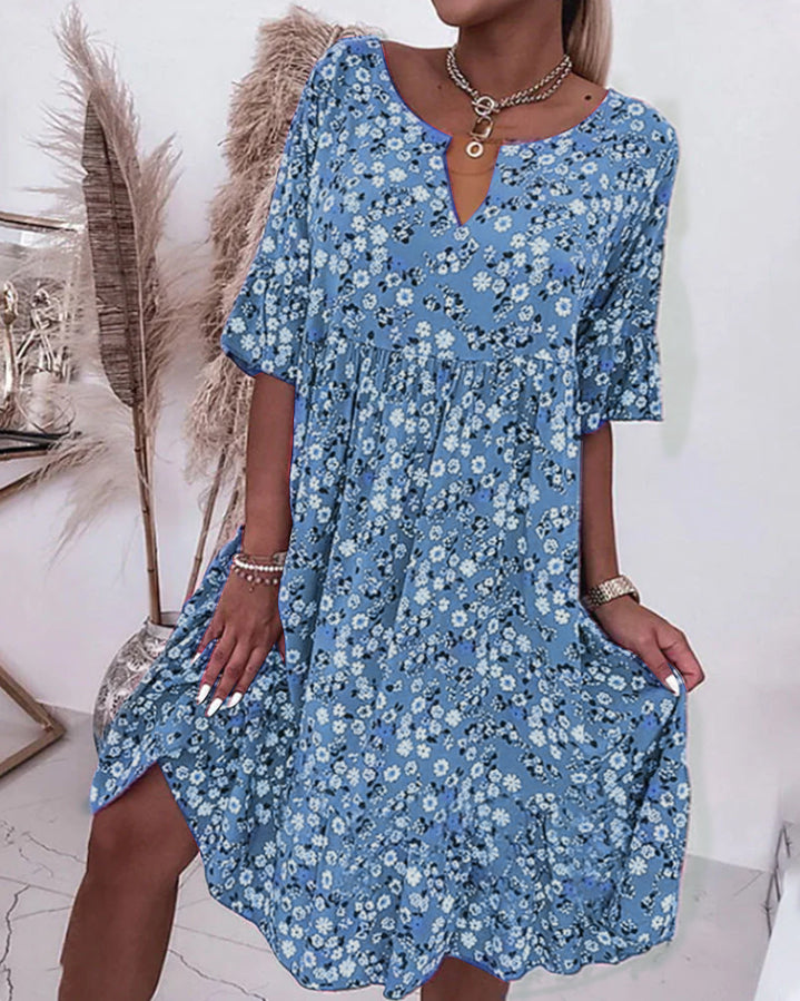 Lucy™ - Half-sleeve Dress in Floral Print