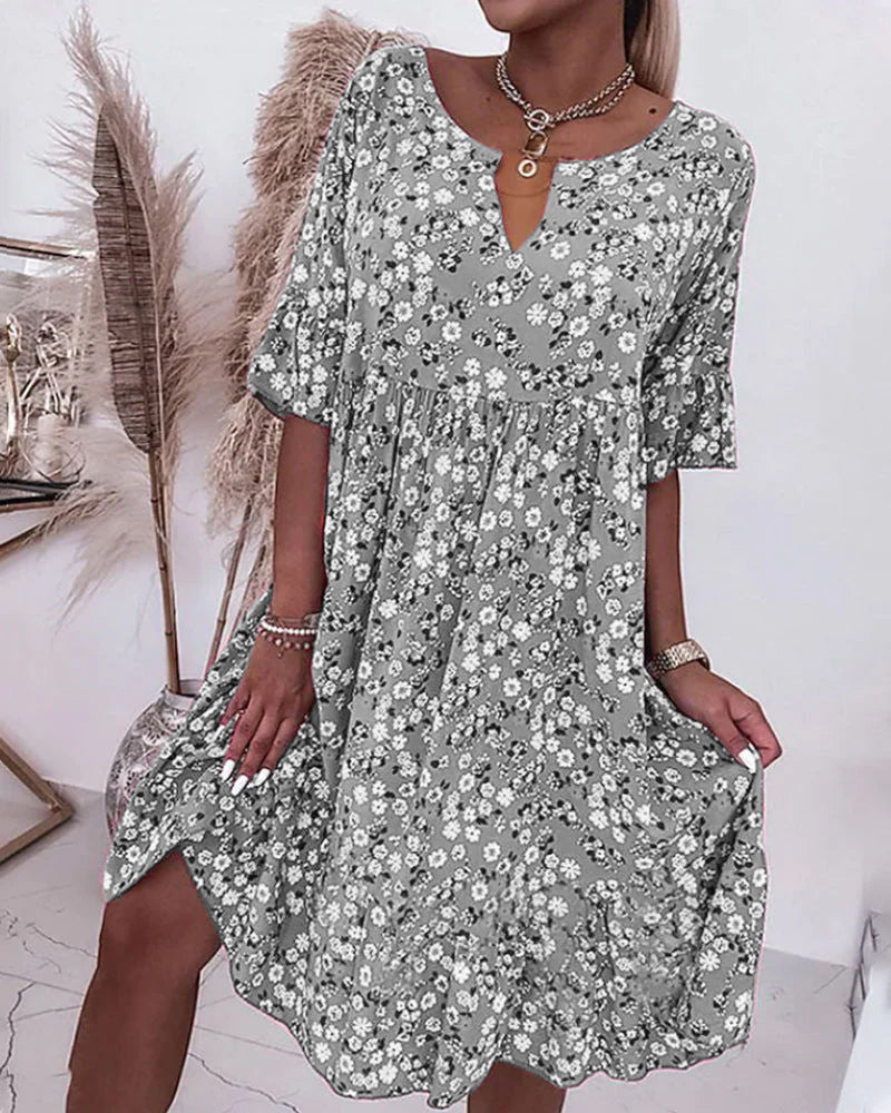 Lucy™ - Half-sleeve Dress in Floral Print