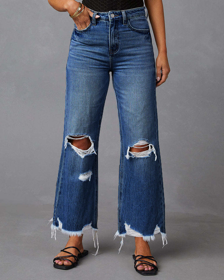 Lorenza | Wide Leg Distressed Jeans