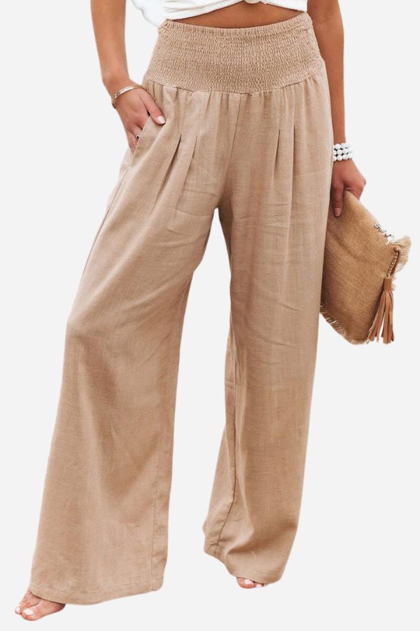 Linnea High-Waist Cotton Linen Palazzo Trousers