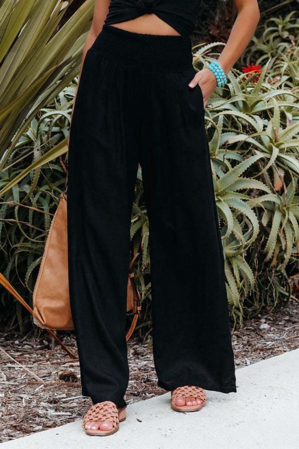 Linnea High-Waist Cotton Linen Palazzo Trousers