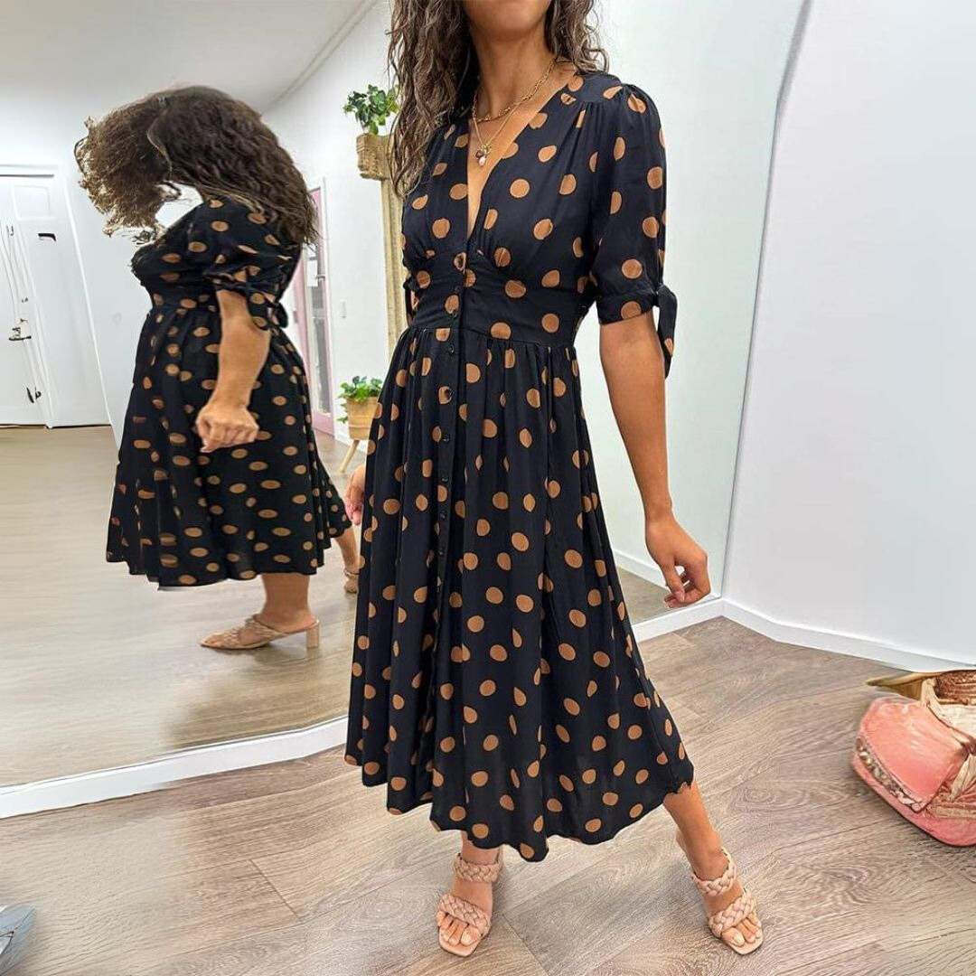 Naomi | Indy Dress with v-Neckline and Dots