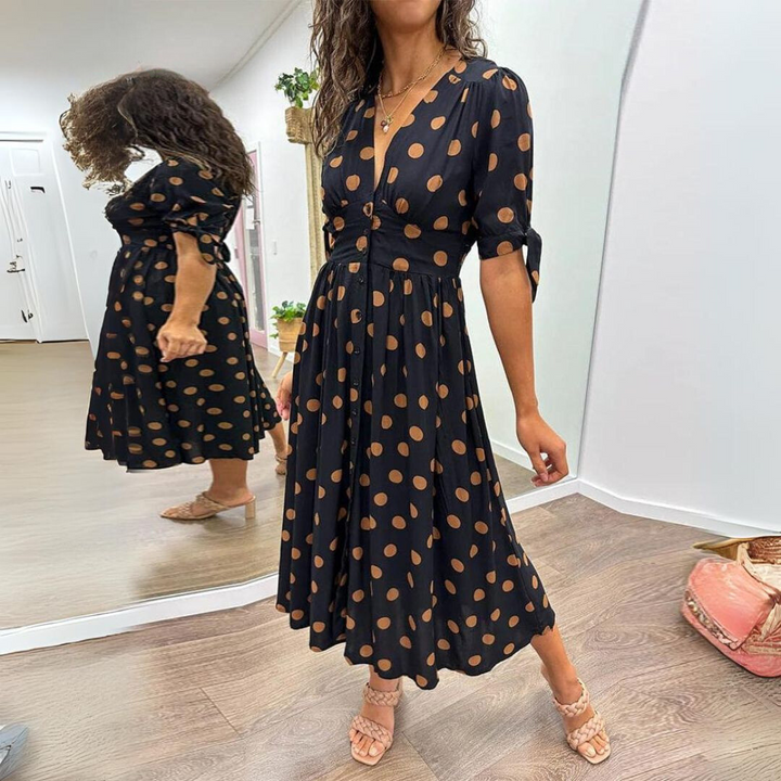 Naomi | Indy Dress with v-Neckline and Dots