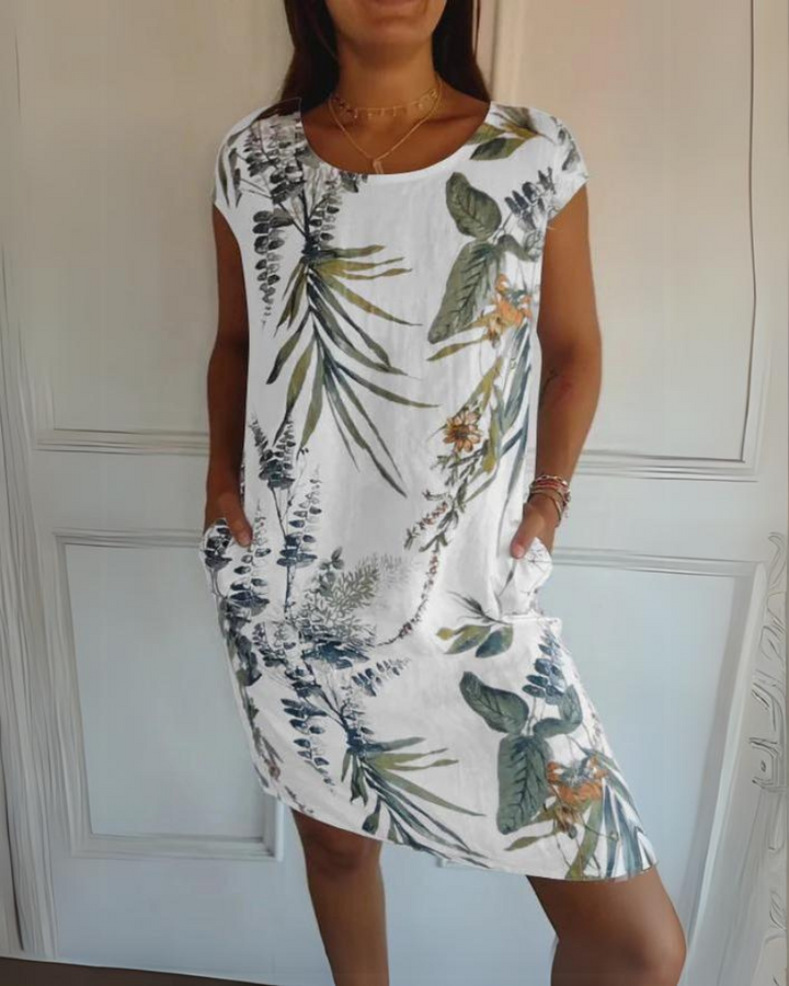 ANNA - ROUND NECK PRINTED DRESS