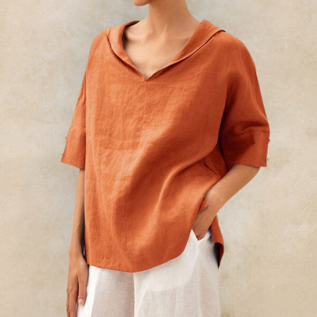 Lily - Women's V-Neck Casual Linen Shirt