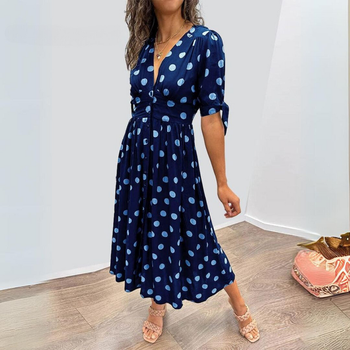 Naomi | Indy Dress with v-Neckline and Dots