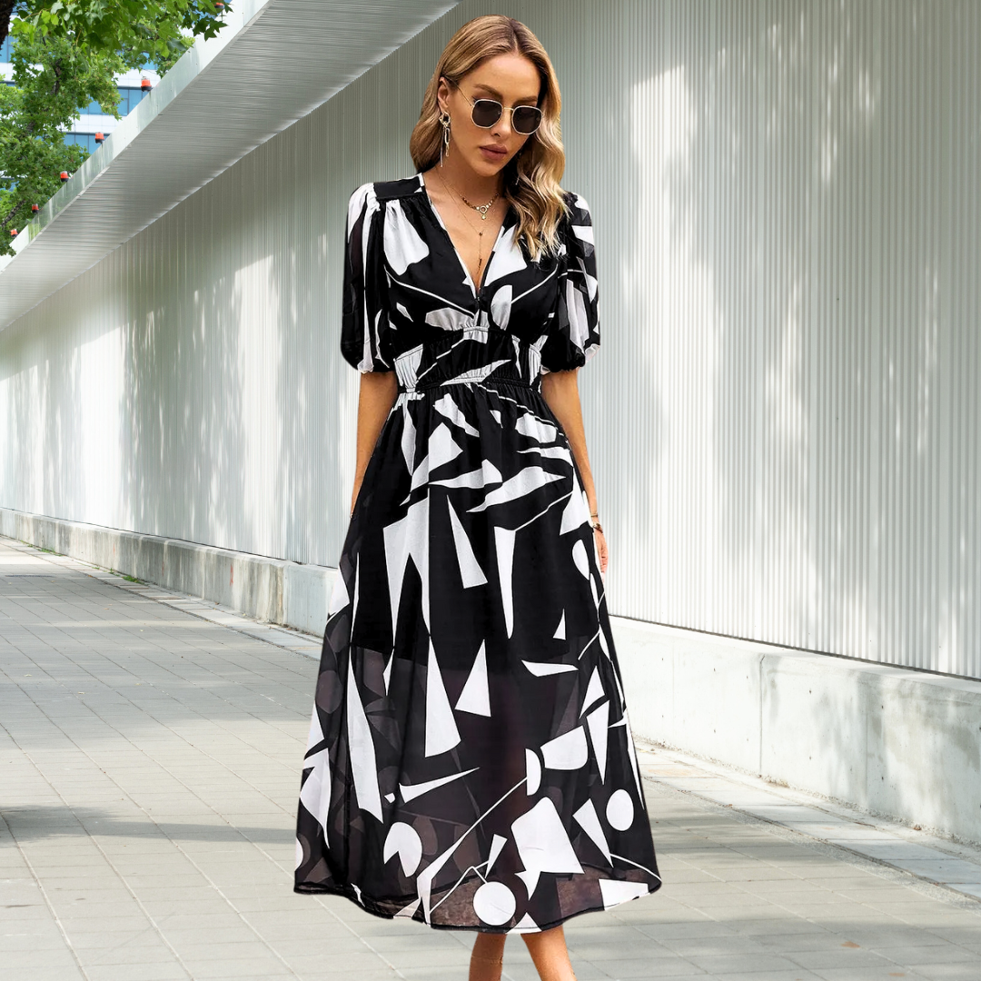 Gabriella | Timeless Midi Dress With Puff Sleeves