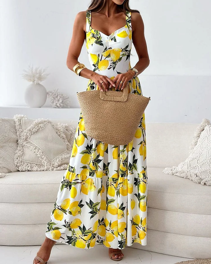 Sarah - Strap dress with lemon print