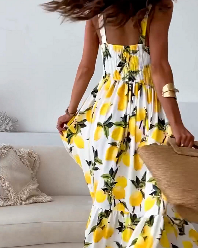 Sarah - Strap dress with lemon print