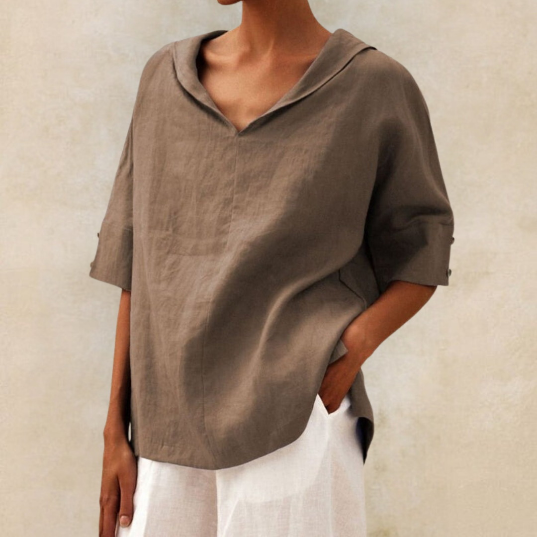 Lily - Women's V-Neck Casual Linen Shirt