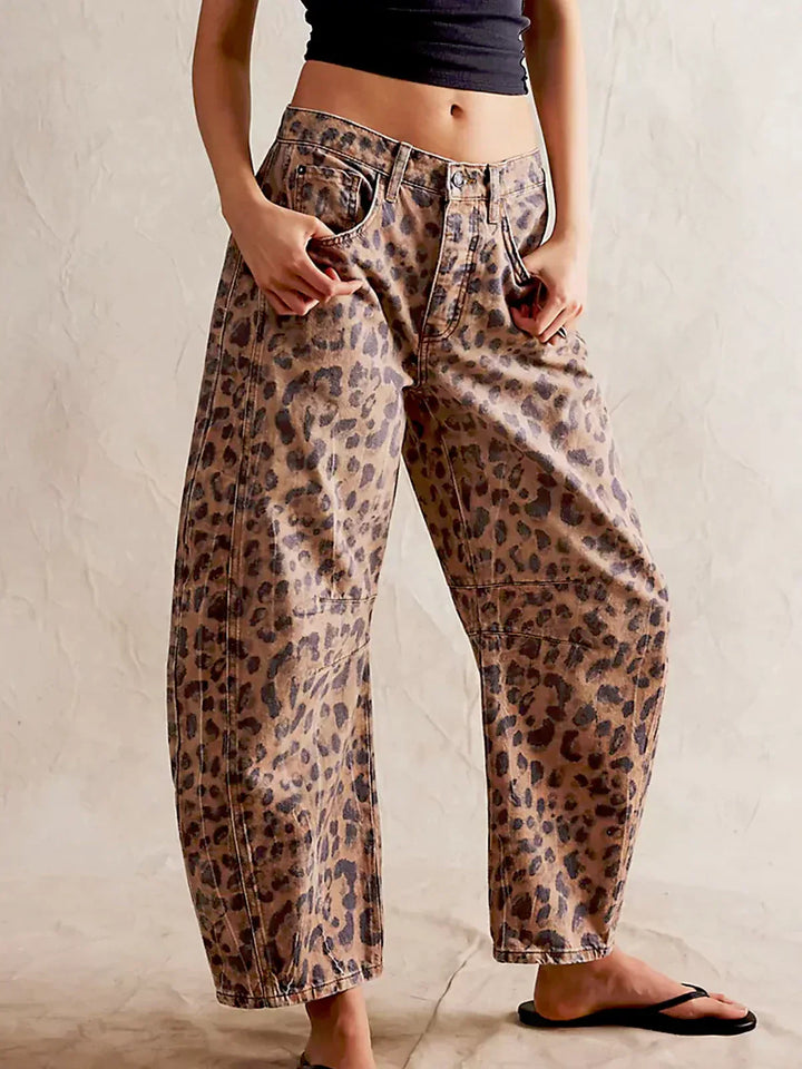 Anastasia Leopard Print Barrel Jeans