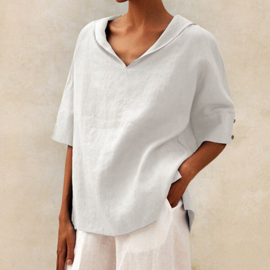 Lily - Women's V-Neck Casual Linen Shirt