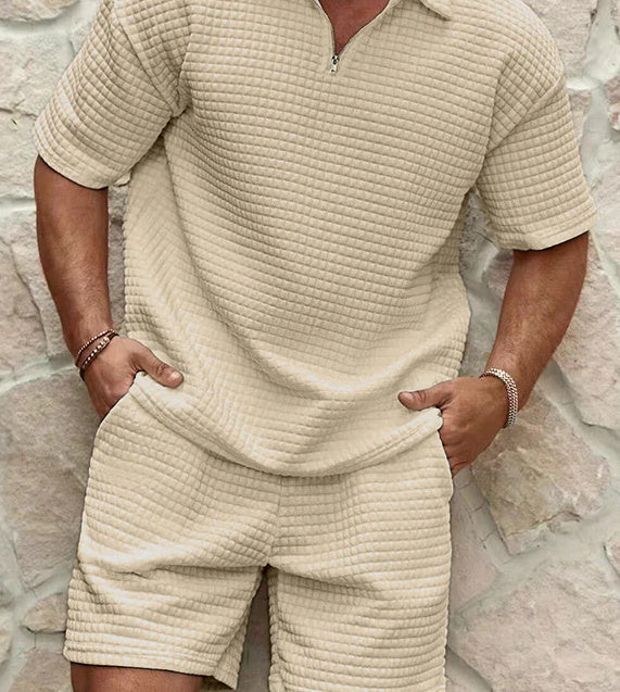 Theron Men's Short Sleeve Set with Zipper