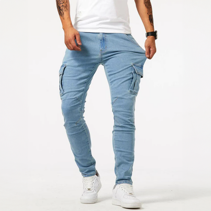 Larry Men's Ultra Stretch Cargo Slim Fit Jeans