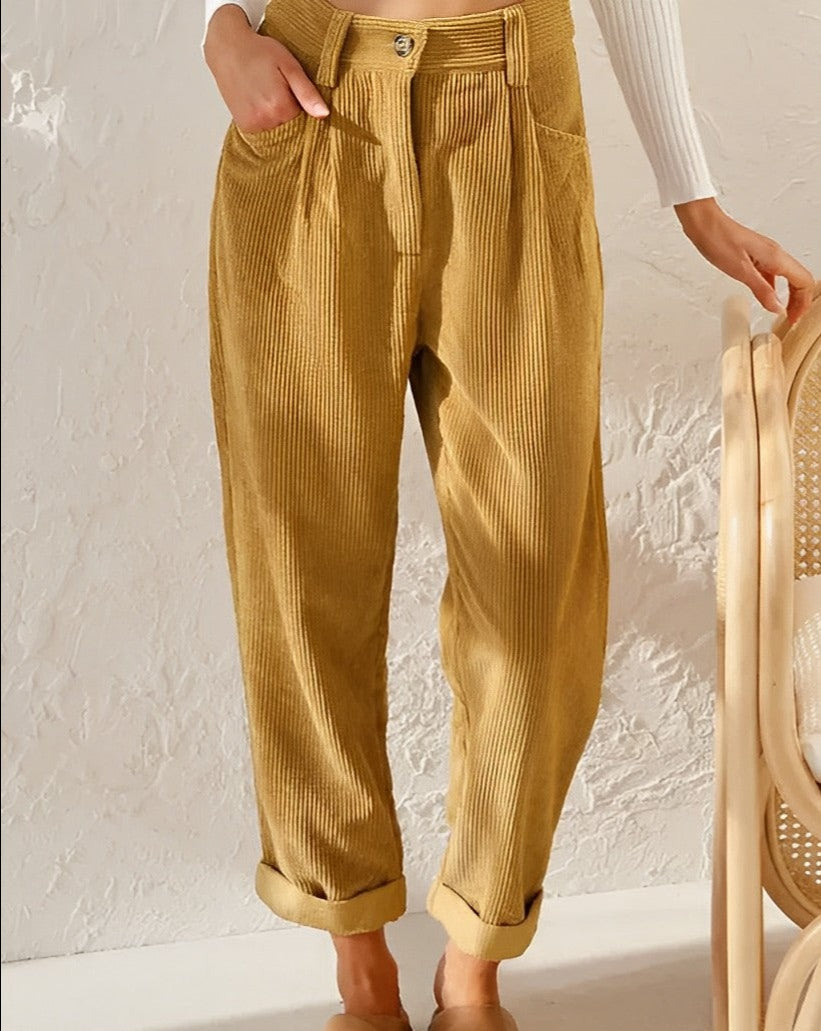 Ella™ Retro High-Waisted Corduroy Pants