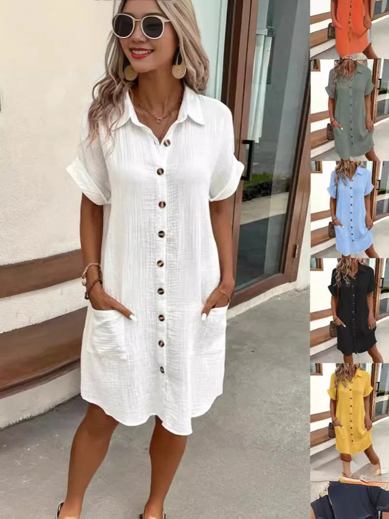 Jane™ Chic Button-Up V-Neck Dress