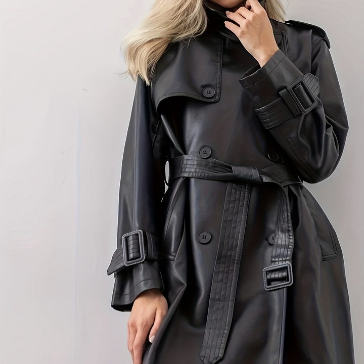 BELTED LEATHER COAT