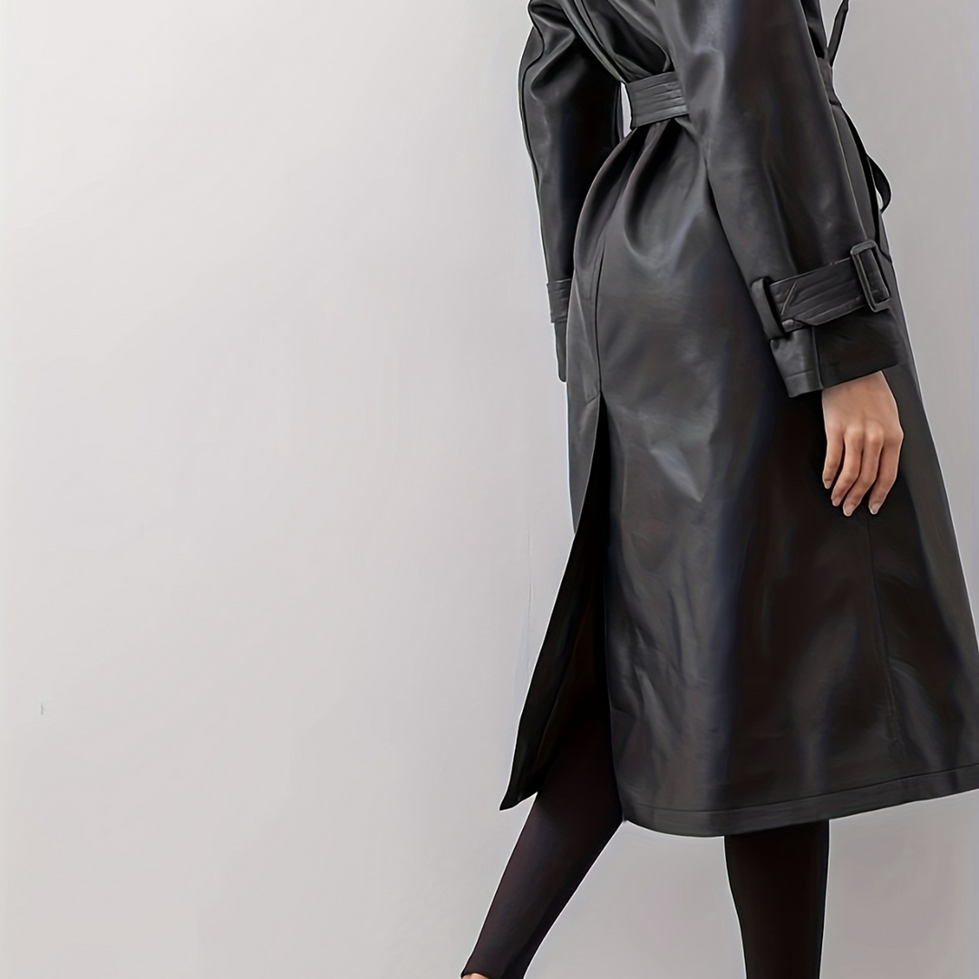 BELTED LEATHER COAT