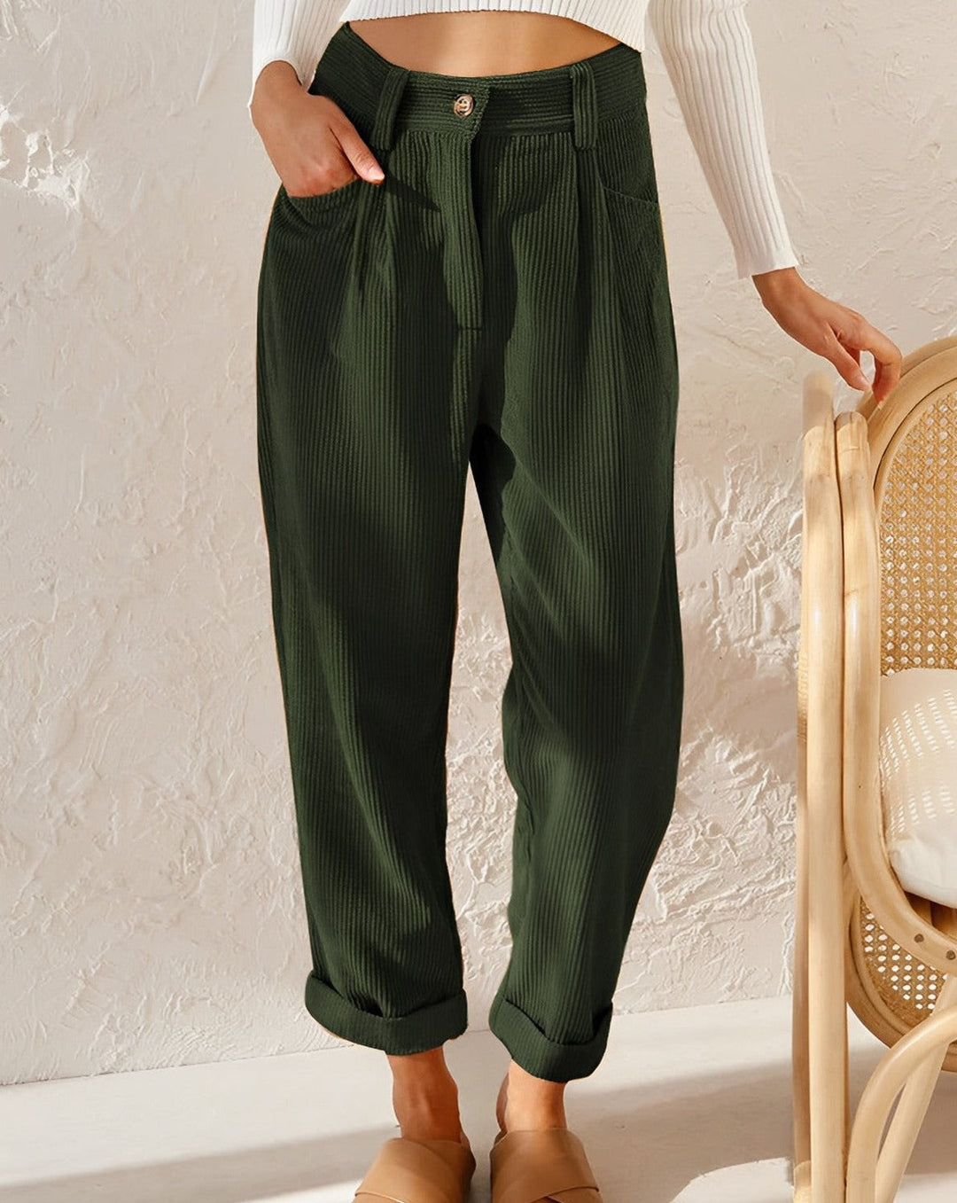 Ella™ Retro High-Waisted Corduroy Pants