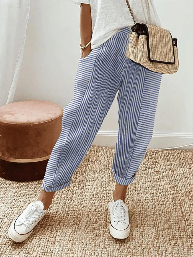 Fiona - Striped Cotton Pants