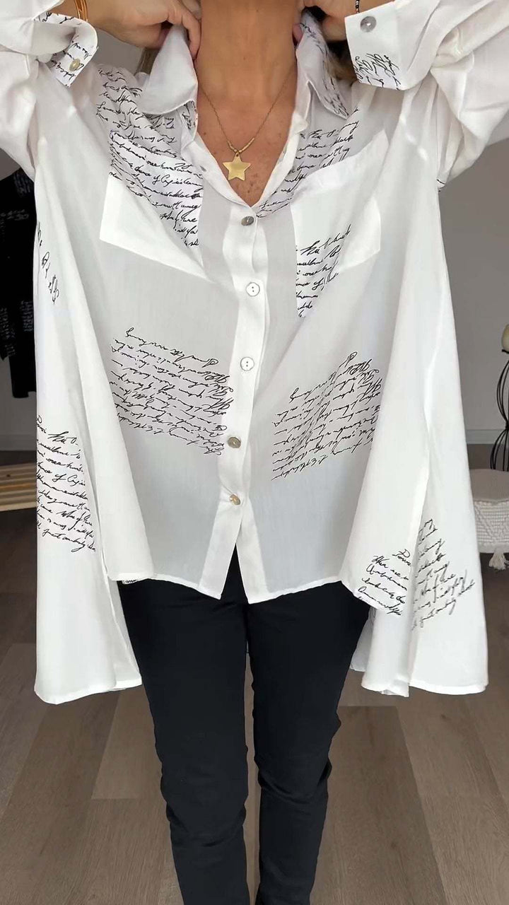 Gisele | Letter Print Fashion Lapel Shirt