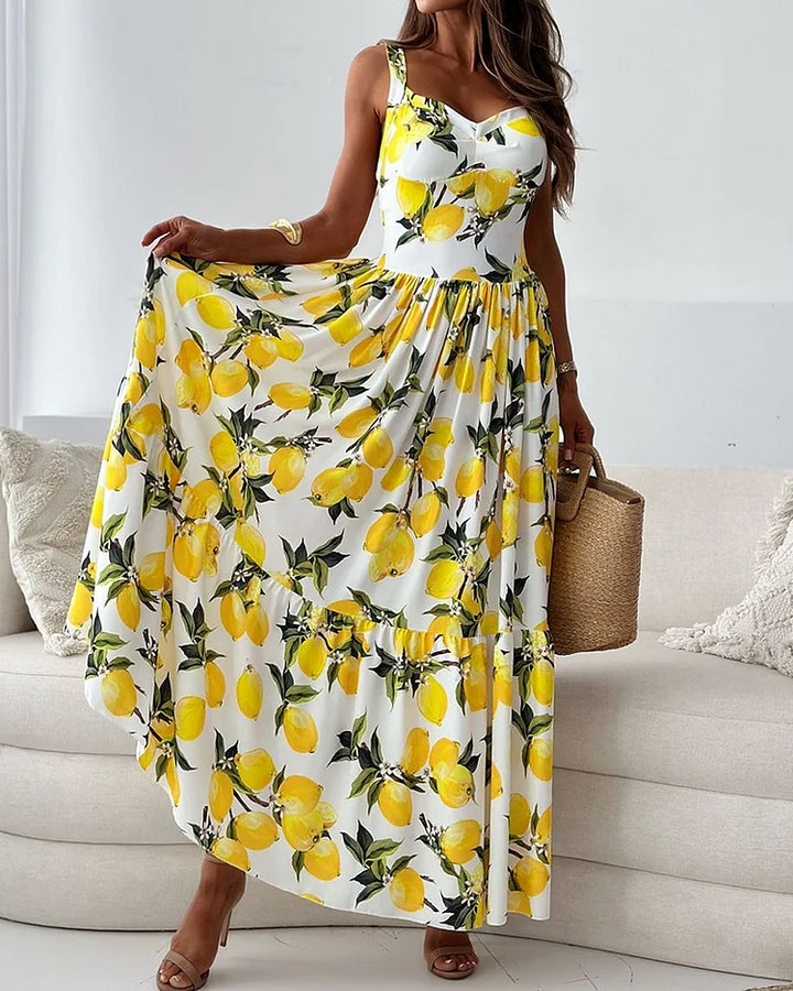 Sarah - Strap dress with lemon print