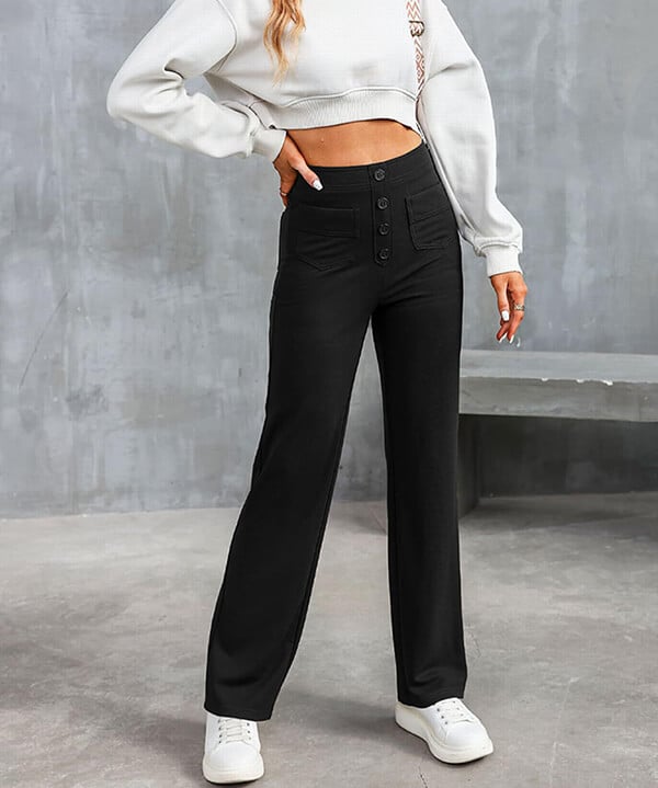 Luna - High Waist Stretch Trousers