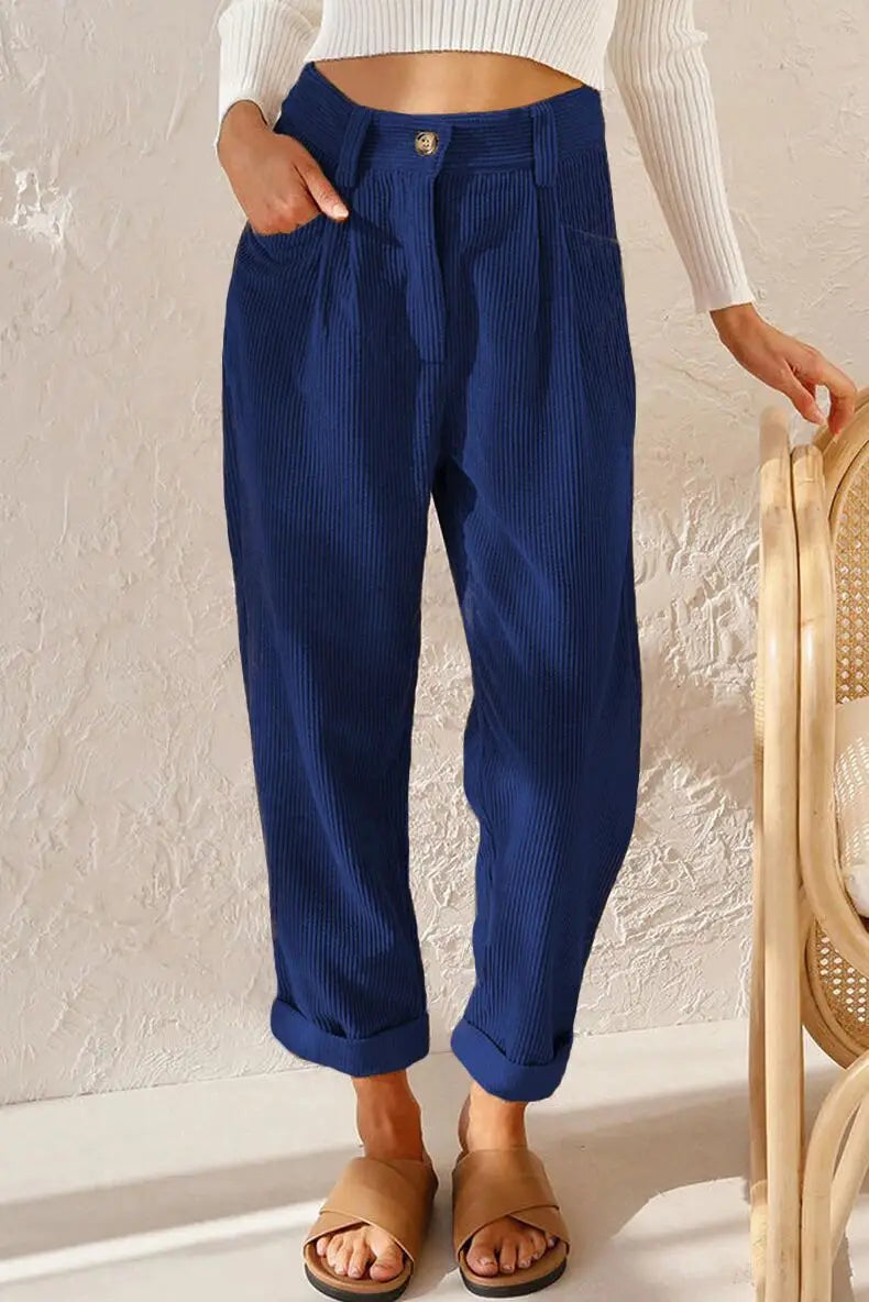 Ella™ Retro High-Waisted Corduroy Pants