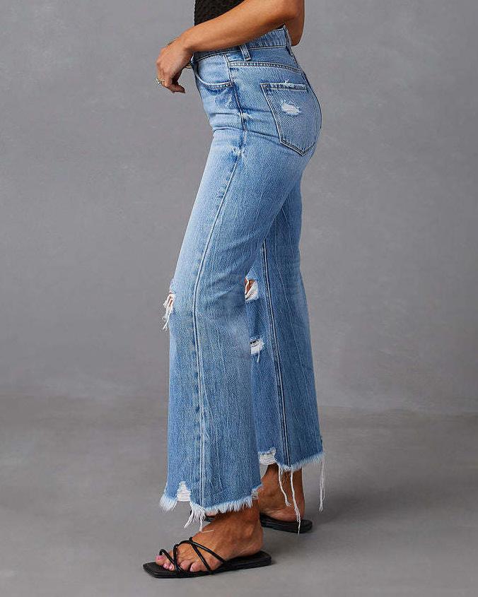 Lorenza | Wide Leg Distressed Jeans