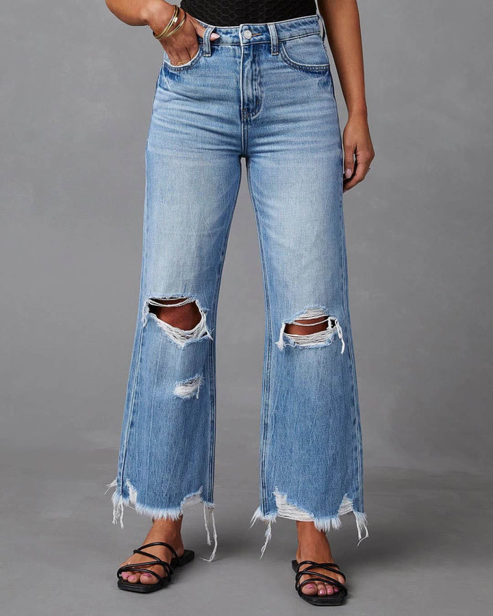 Lorenza | Wide Leg Distressed Jeans