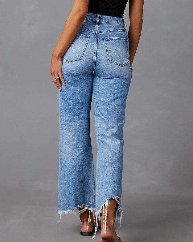 Lorenza | Wide Leg Distressed Jeans