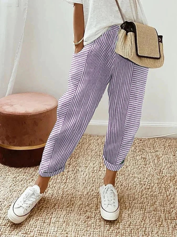 Fiona - Striped Cotton Pants