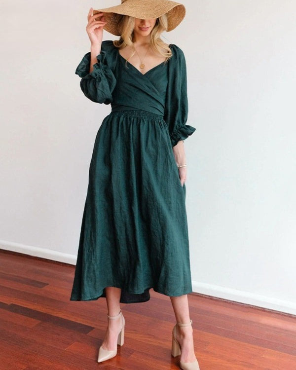 Beth - French Dress with Folded Sleeves