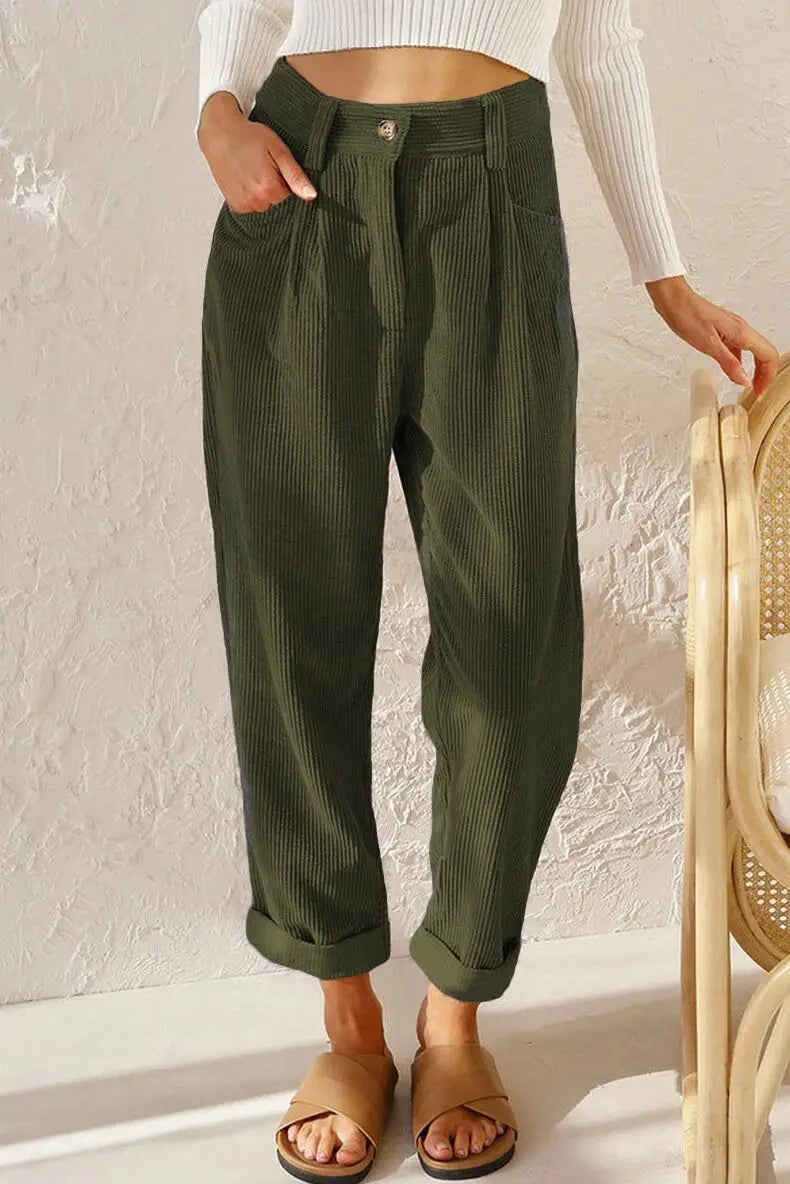 Ella™ Retro High-Waisted Corduroy Pants