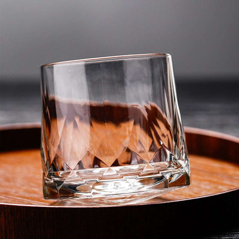 1/2 Pcs 260Ml Creative Diamond Whiskey Glasses Tumbler Glass Cup Rotating Design Wine Glasses Whisky Shot Glass Vodka Cup Bar